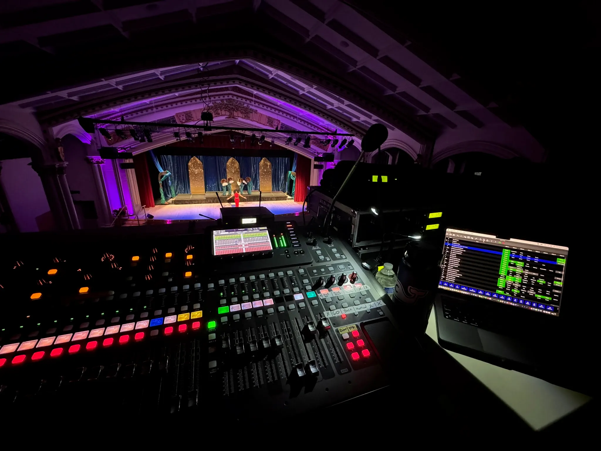Sound console set up in a live event venue